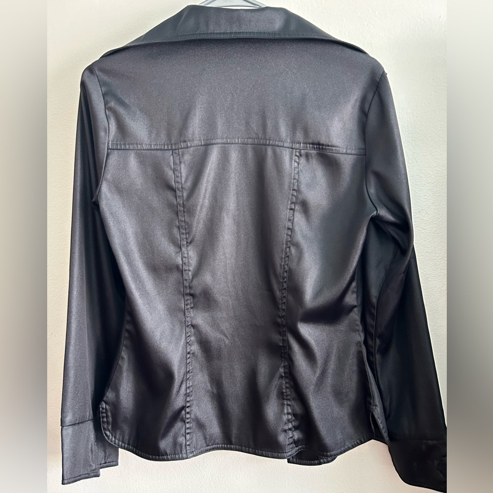 satin black button up - Picture 2 of 3